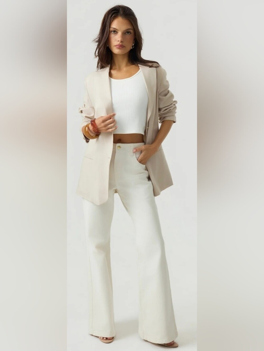 NWT HYPEACH Flare Denim Ivory Eco-Certified Size 25